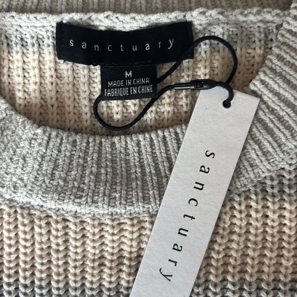 Sanctuary Chilly Out Chenille Sweater in Toasted Almond/ Heather Grey Medium NWT - Picture 5 of 8